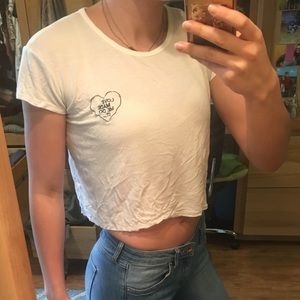 White Crop Top T-Shirt Size Small